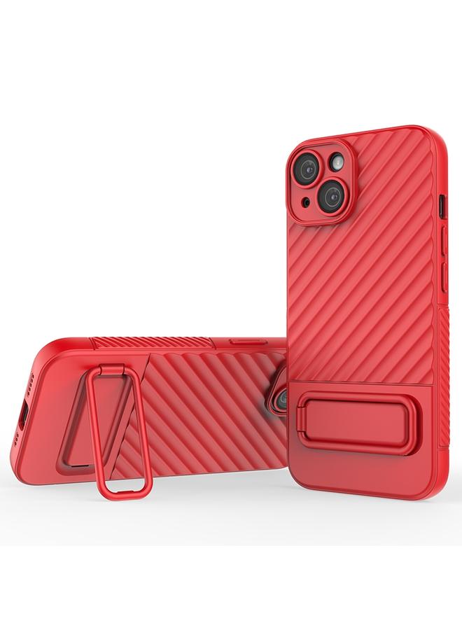 اس-توب جراب لهاتف iPhone 14 مصنوع من مادة TPU ذات ملمس مموج مع غشاء عدسة - Image 1