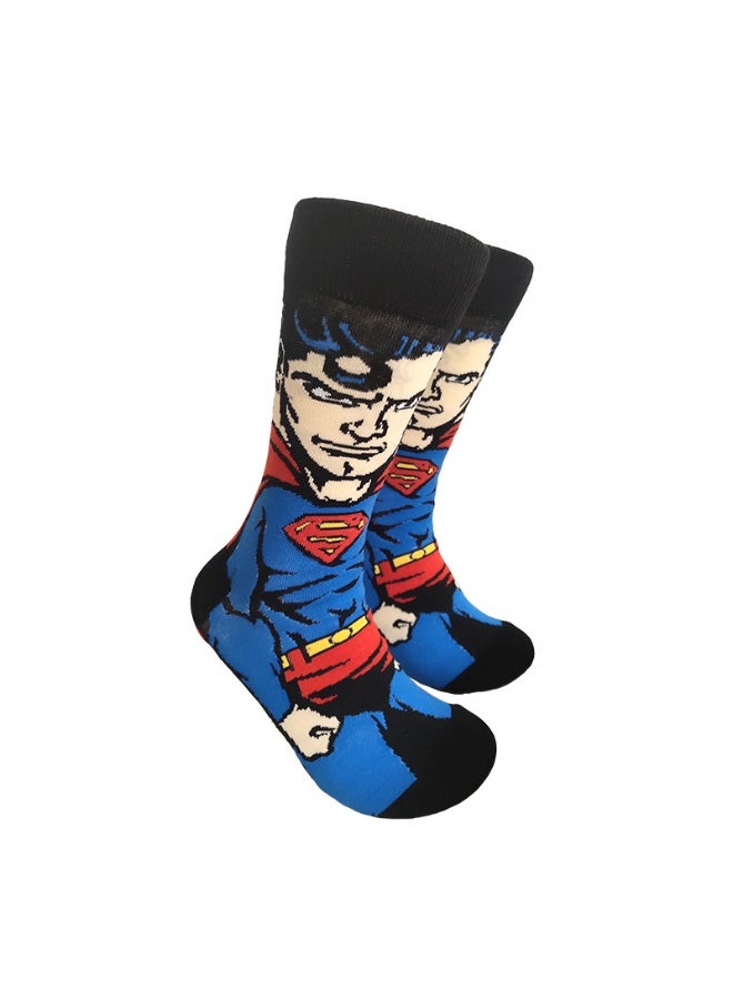 Multicolour Novelty Anime Crew Socks, Street Fashion Trendy Cotton Blend Socks, Casual Fashion Socks for Men & Women(5P)). - Image 1