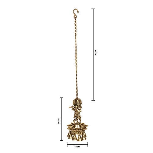 Puja N Pujari Puja N Pujari Krishna Hanging Diya with Bells for Temple and Home Decor  - Image 2