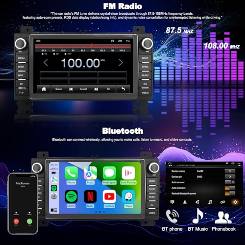 Aitrenlu Android Upgrade Radio for Jeep Grand Cherokee 2011 2012 2013, Dodge Durango 2011-2013, 7in Touchscreen Car Stereo Replacement Apply Carplay Android Auto 5GWifi FM Camera GPS Navigator - Image 5