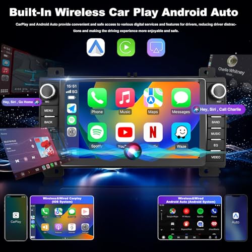 Aitrenlu Android Upgrade Radio for Jeep Grand Cherokee 2011 2012 2013, Dodge Durango 2011-2013, 7in Touchscreen Car Stereo Replacement Apply Carplay Android Auto 5GWifi FM Camera GPS Navigator - Image 3