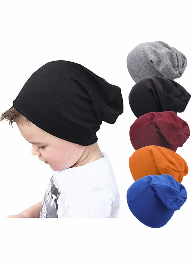 5-Pack Unisex Baby Beanies - Soft Cotton Knit Caps for Infants and Toddlers, Cute and Comfortable Hats for Kids - Image 1