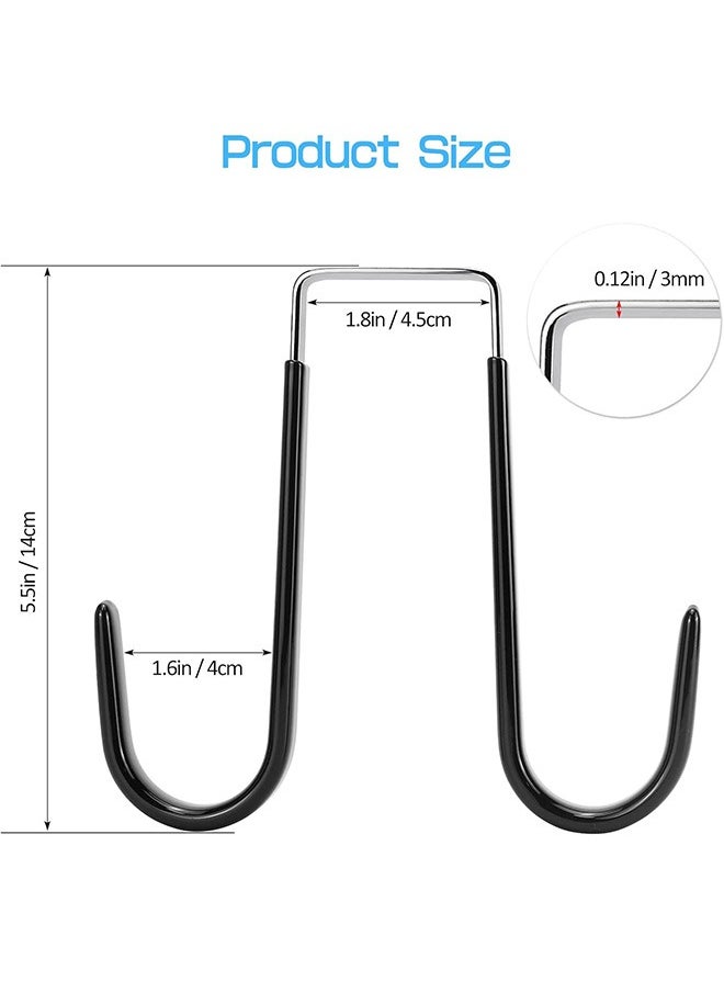 Arabest 2 Pcs Double Stainless Steel Hook on Door, Over The Door Hooks for Bathroom Living Room Kitchen Hanging Clothes Towels Shoe Bag Hats (Black)  - Image 2