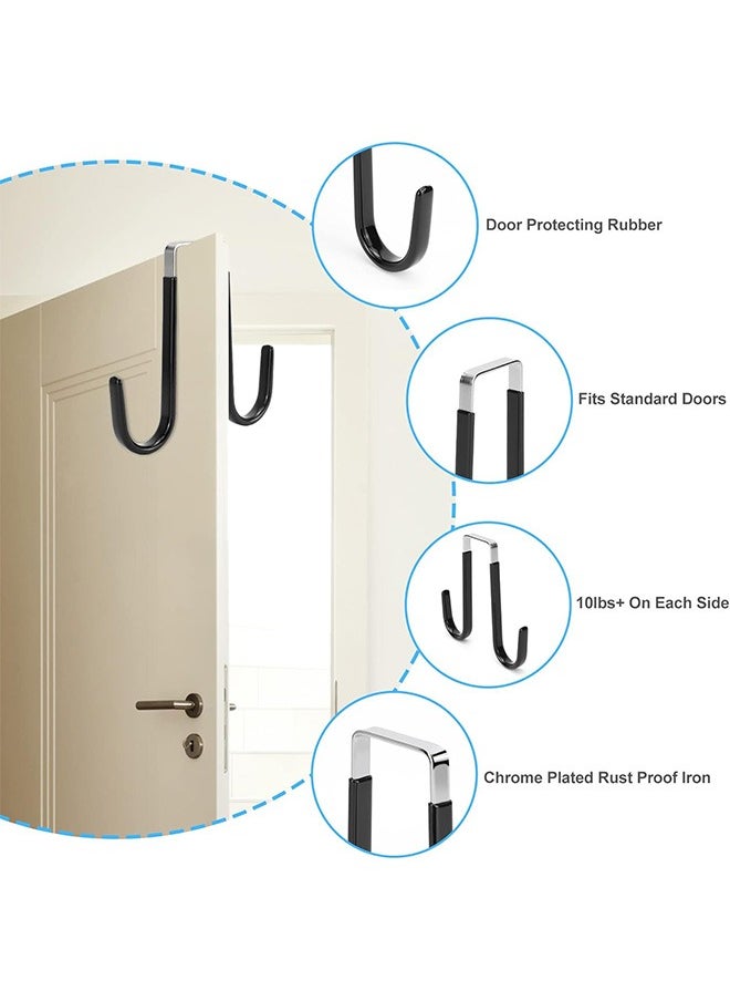 Arabest 2 Pcs Double Stainless Steel Hook on Door, Over The Door Hooks for Bathroom Living Room Kitchen Hanging Clothes Towels Shoe Bag Hats (Black)  - Image 3