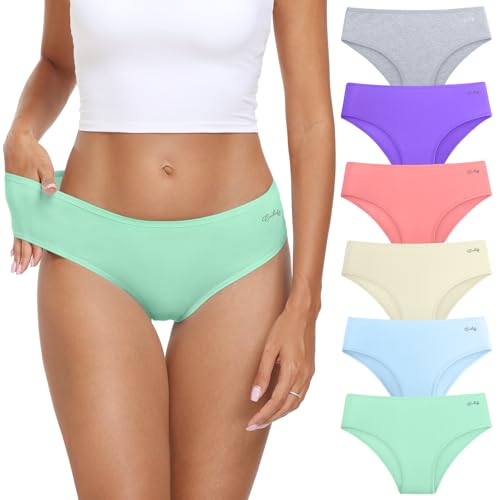 coskefy Womens Underwear Cotton Hipster Panties Cheeky Ladies Organic Bikini Briefs 6 Pack Large - Image 1