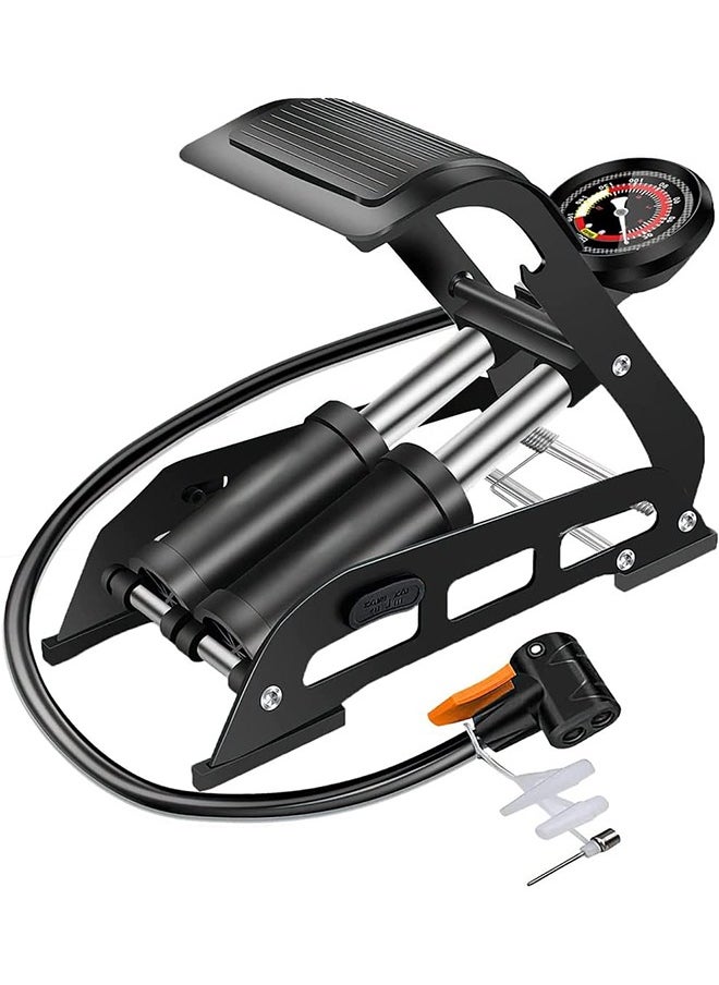 Garlo Double Barrel Bike Floor Foot Pump,Portable Air Pump Inflator Pump with 160PSI Precision Pressure Gauge Fits Presta Schrader and Deutschland Valve for Bicycle,Ball,Scooter,Car,Toys Inflatable  - Image 1
