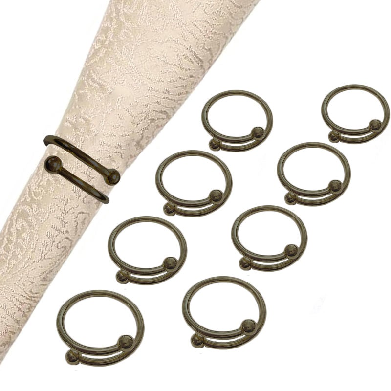 FORESRUM 8 Pcs Black Napkin Rings - Round Napkin Ring,Stainless Steel Napkin Rings,Metal Napkin Ring for Table Settings Wedding Christmas Party Dinner Table(Spring Type) - Image 1