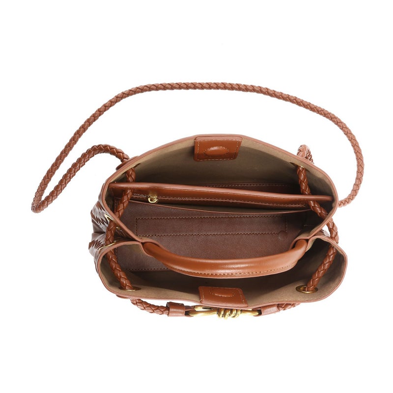 Large-Capacity Commuter Versatile Shoulder Handbag Niche Design New Metal Rope Buckle Hand-Woven Tote Bag W - Image 4