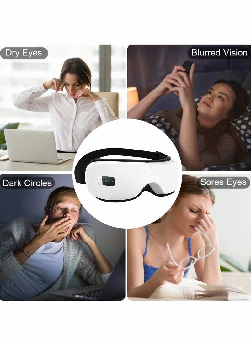 Y&D Eye Massager with Heat,Bluetooth Music Rechargeable Heat Massager,Acupoints Point Massage,Relax and Reduce Strain Dark Circles Bags Dry Eye-White - Image 3