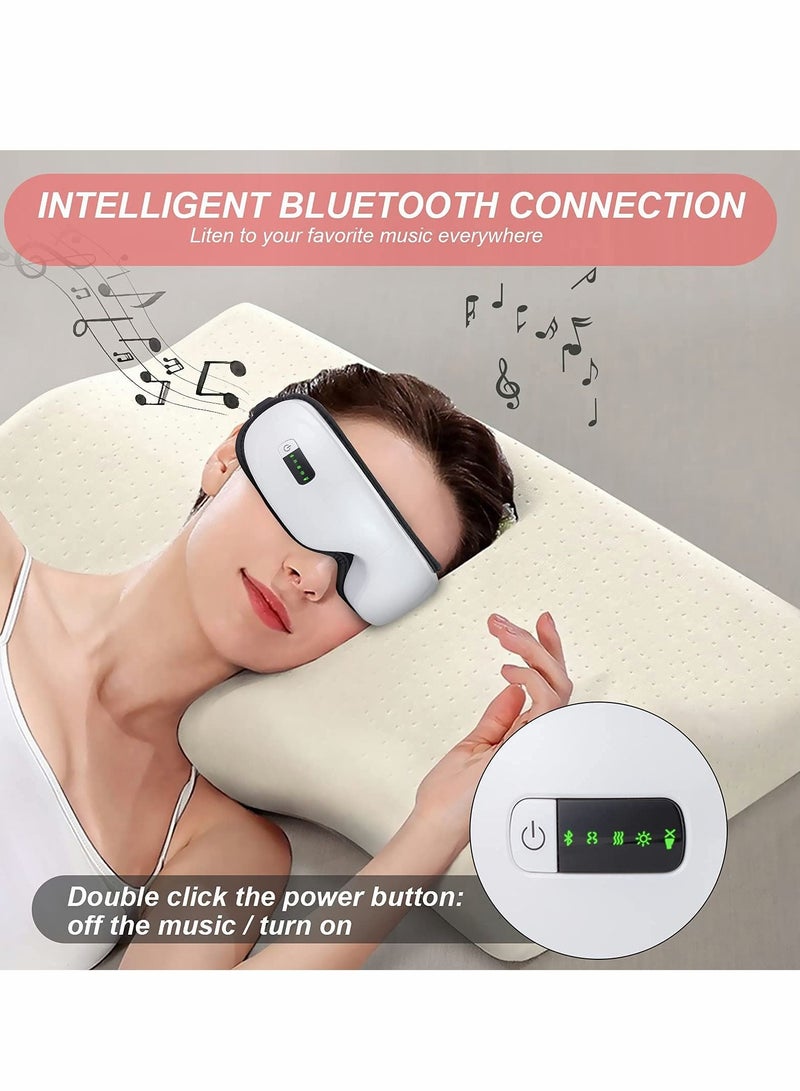 Y&D Eye Massager with Heat,Bluetooth Music Rechargeable Heat Massager,Acupoints Point Massage,Relax and Reduce Strain Dark Circles Bags Dry Eye-White - Image 2