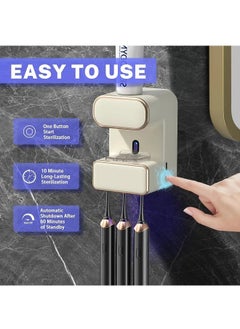 Generic Automatic Toothpaste Dispenser, Wall Mounted Electric Toothpaste Dispenser with 3 Toothpaste Slots, Toothpaste Dispenser for Kids and Adults, Beige  - Image 4