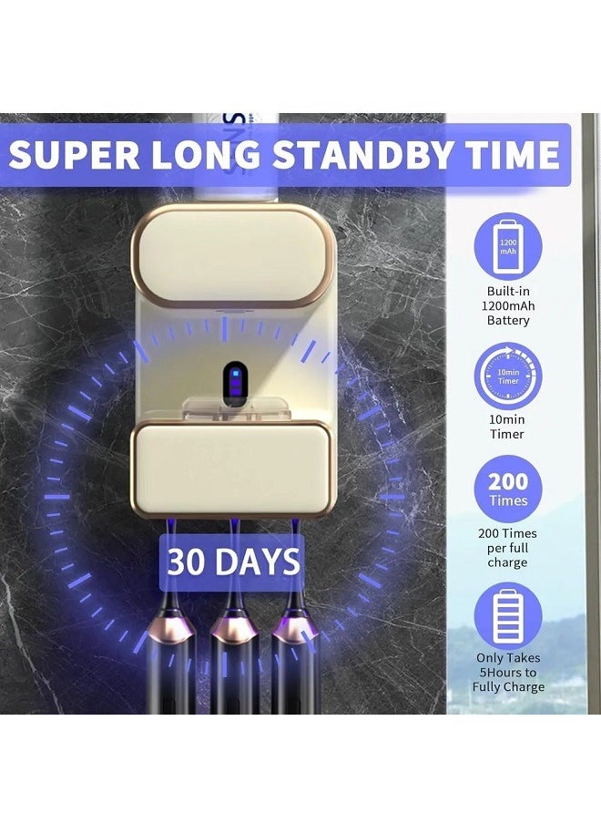 Generic Automatic Toothpaste Dispenser, Wall Mounted Electric Toothpaste Dispenser with 3 Toothpaste Slots, Toothpaste Dispenser for Kids and Adults, Beige  - Image 5
