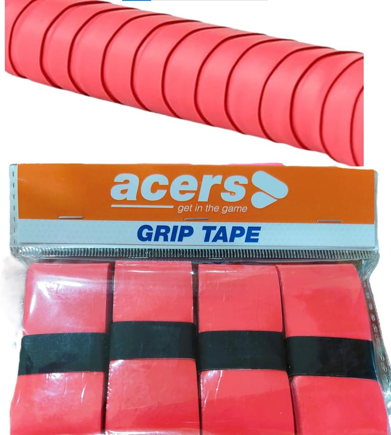 acers Store Racket Grip Pack of 4 PU Material(Rubber) Badminton/Squash/Tennis (Pack of 4 Red) - Image 1