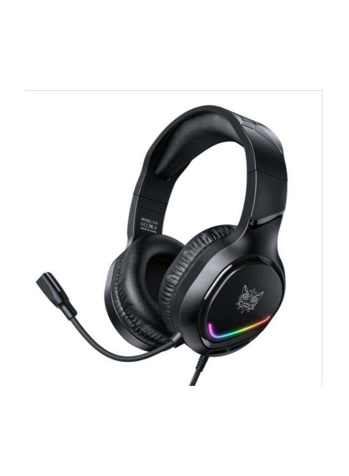 onikuma ONIKUMA X31 USB / 3.5mm Wired RGB Light Gaming Headset with Mic, Cable length: 2.2m(Black) - Image 1