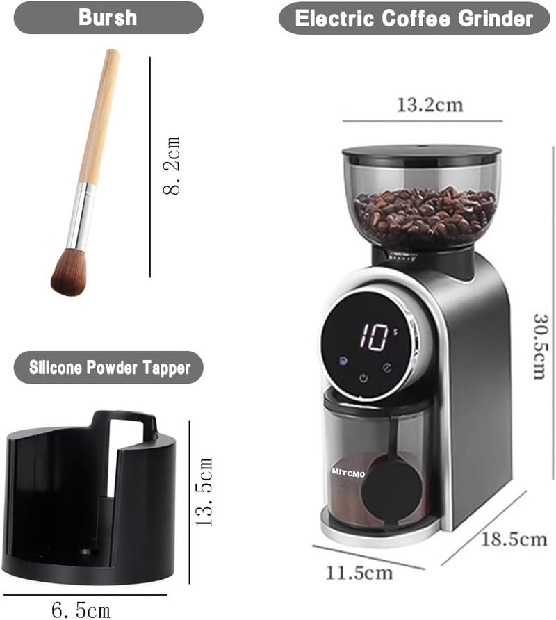 MITCMOLARD Electric Burr Coffee Grinder, Conical Burr, 25 Precise Settings, 14 Cups | مطحنة اسبريسو with Precise Timer, V60 Coffee Grinder with Air Blower Perfect for Espresso, Drip, Pour Over, French Press - Image 2