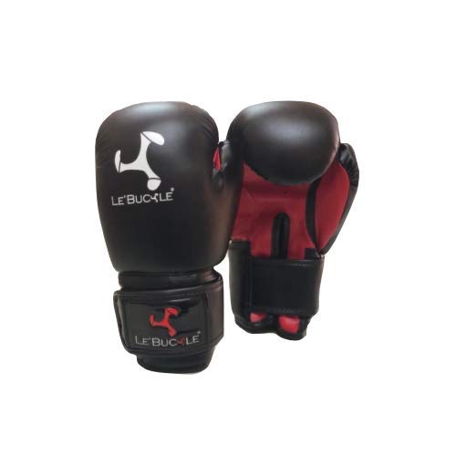 Le Buckle Unisex Boxing Gloves for MMA, Contest Gloves (Black & Red, PU Leather, 12 oz) - Image 3