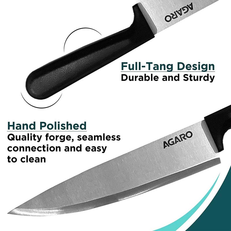 AGARO Majestic 3 Pcs Knife Set for Kitchen, High Carbon Stainless Steel, Non-Slip PP Handle, Cooking, Cutting, Slicing, Utility, Paring, Home and Restaurant Use, Silver. - Image 5