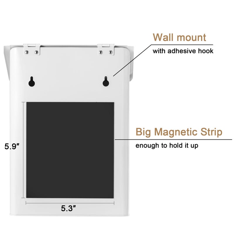 SUBEKYU Magnetic Lint Bin for Laundry Room, Wall Mounted Metal Lint Box Holder Trash Can with Lid for Dryer,Lint Basket for Laundry Room Organization,White - Image 2