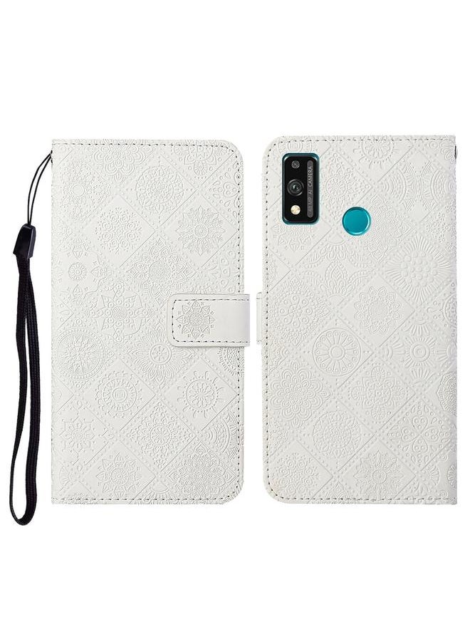 زبون - جراب لهاتف Huawei Honor 9X Lite بتصميم عرقي منقوش، جراب جلدي قابل للطي أفقيًا مع حامل وفتحات للبطاقات ومحفظة وحبل تعليق - Image 1