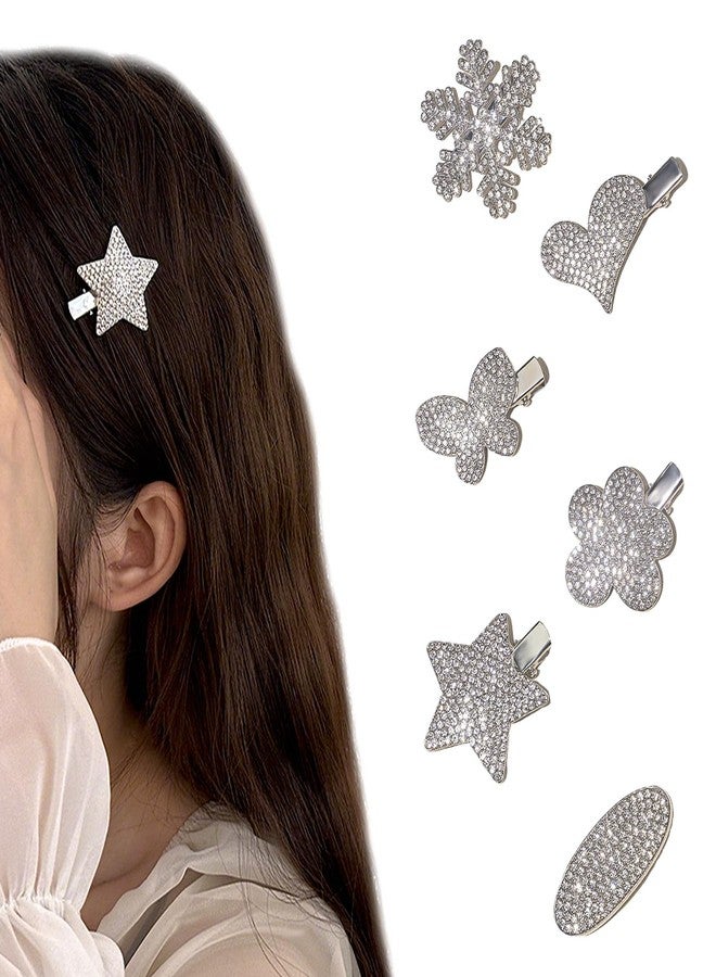 Snmzlc 6 Pcs Small Hair Clips for Women,Cute Butterfly Star Bangs Hair Clips,Metal Stylish Rhinestone Clips Hair Accessories for Women & Girls,Y2K StyleUS321 - Image 1