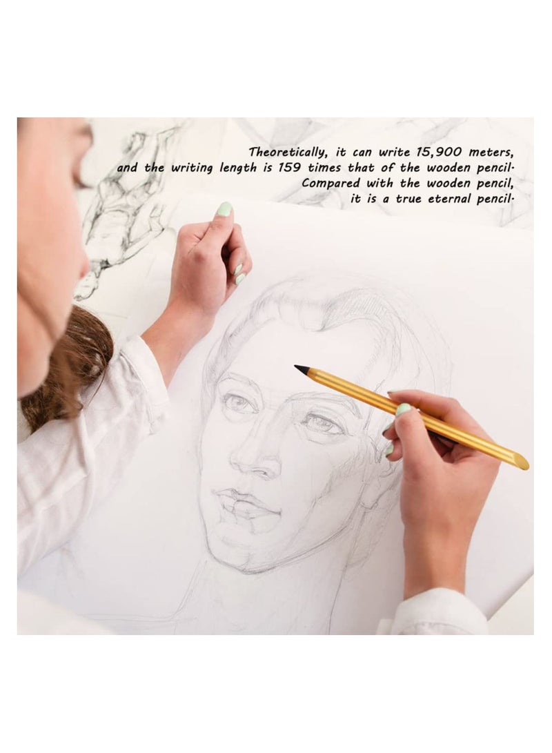 KASTWAVE Metal Inkless Pencil, Infinity Pencil, Reusable Everlasting Pencil, Replaceable Nib Pencil, Erasable Pen, with 2 Replaceable Nib for Writing Drawing Students Home Office School Supplies (2PCS) - Image 3