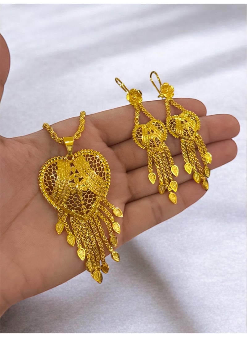 GOLDMAX 24k Gold Plated Necklace & Earrings Jewelry Set For Women - Image 1