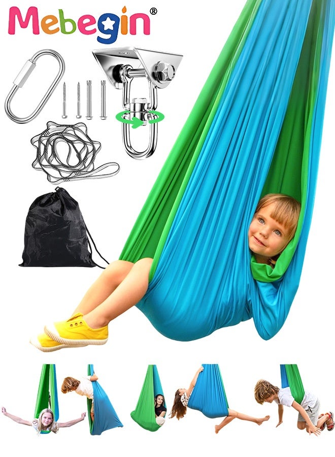 MEBEGIN Kids Sensory Swing with 360° Swivel Hanger, Sturdy Yoga Swing Set with Necessary Accessories, Indoor Outdoor Adjustable Hammock, Designed for Kids and Teens - Image 1