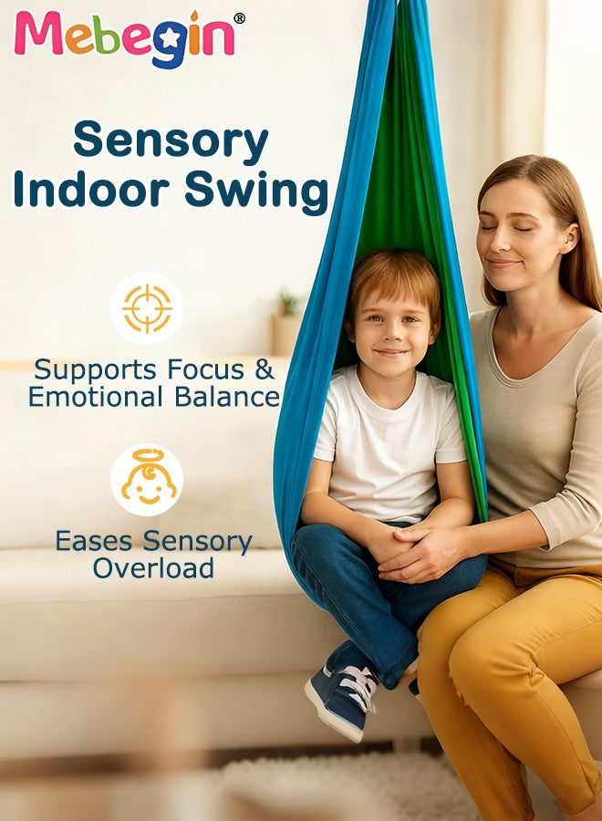MEBEGIN Kids Sensory Swing with 360° Swivel Hanger, Sturdy Yoga Swing Set with Necessary Accessories, Indoor Outdoor Adjustable Hammock, Designed for Kids and Teens - Image 3