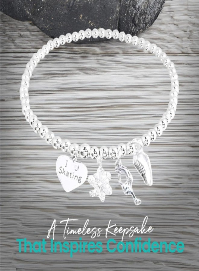 إنفينيتي كوليكشن سوار تزلج على الجليد من الفولاذ المقاوم للصدأ الفضي - سلسلة قابلة للتعديل مع تعليقات "أحب التزلج"، ندفة ثلج، متزلج فني، وحذاء تزلج - هدية لمتزلجي الجليد والمدربين (خرزة) - Image 3