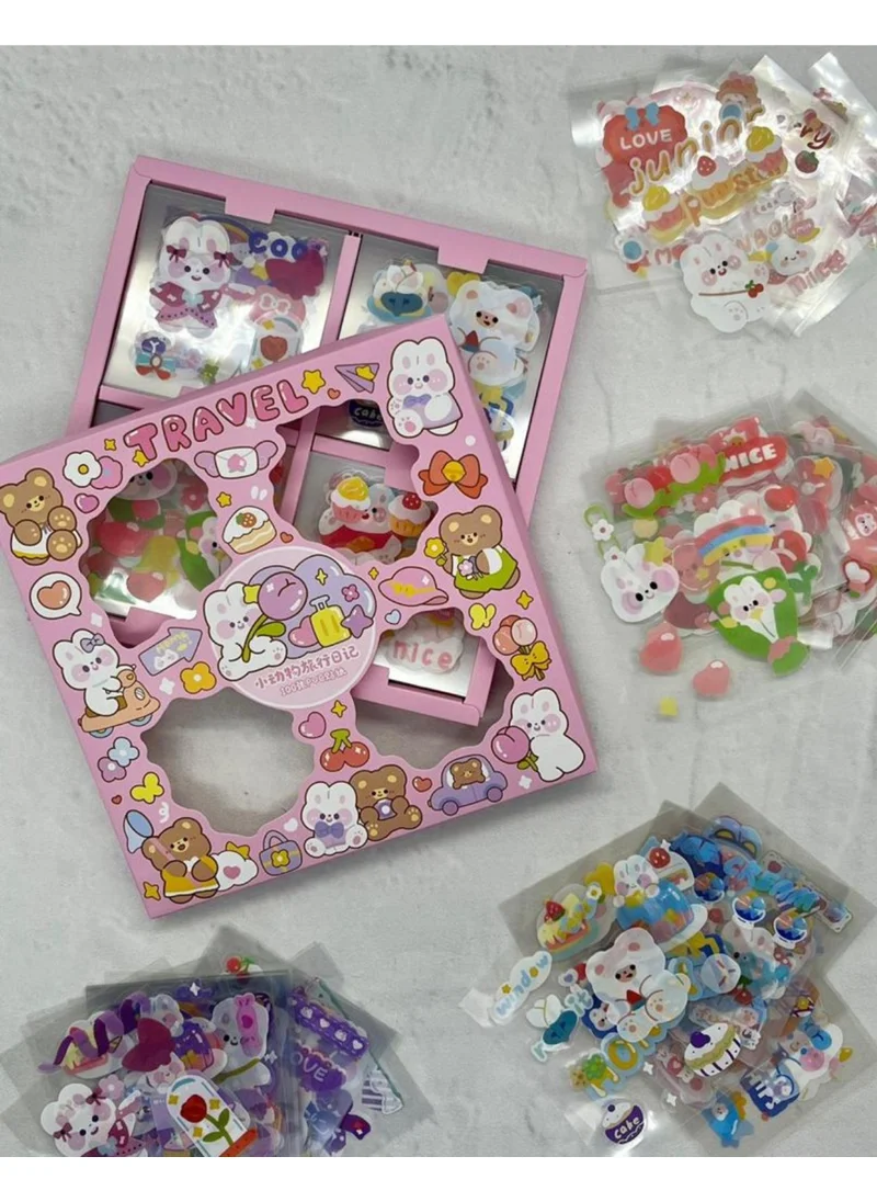 Kağıt Gemi Dükkan Paper Ship Shop Cute Rabbit 4 Section 100 Sheets Pink Box Sticker Set / Bullet Journal / Scrapbook