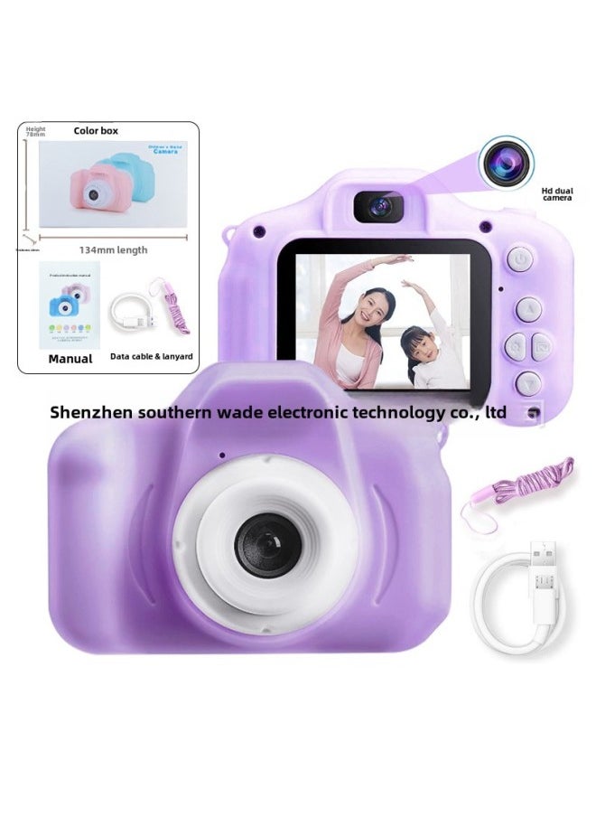X2 HD Front And Rear Dual Camera Children's Camera Digital Cartoon Mini Small SLR Sports Camera Toy-Color:X2 HD Purple (front And Back Double Shot)  - Image 1