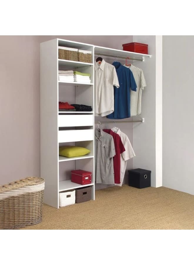 ريترو خزانة ملابس 170×45×200سم – أبيض - Image 1
