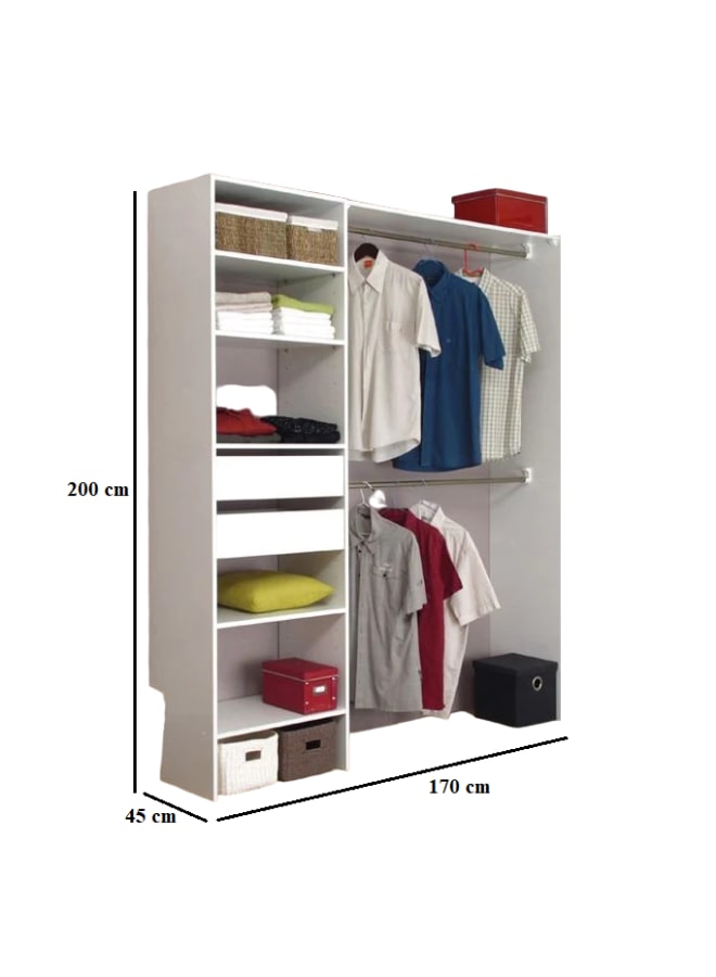 ريترو خزانة ملابس 170×45×200سم – أبيض - Image 2