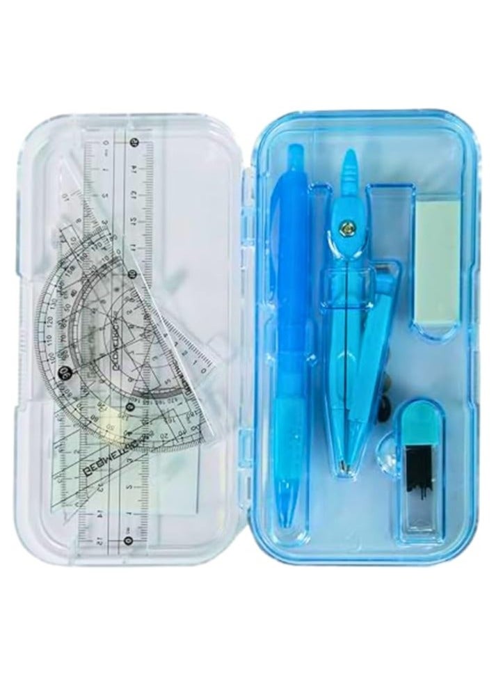 Set of 7 Geometric Compass, Eraser, Mechanical Pencil, Mechanical Pencil, Geometric Shapes Tools for Student and Office, Mathematical Drawing Measurement Stationery, Circle Drawing, (Mint Green) - Image 5