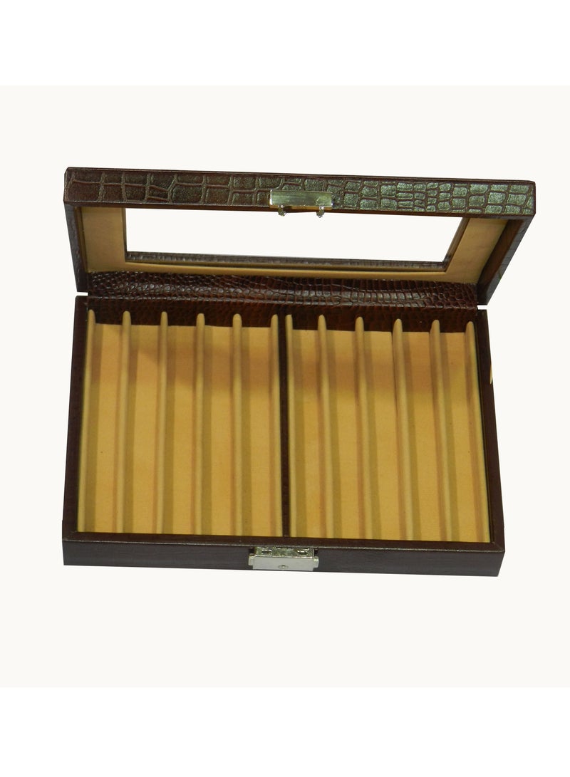 LAVERI LEATHER Laveri 10 Piece Genuine Leather Pen  Case Storage and Fountain Pen , Chain, Braslets Organizer Box with Key Lock - Image 4