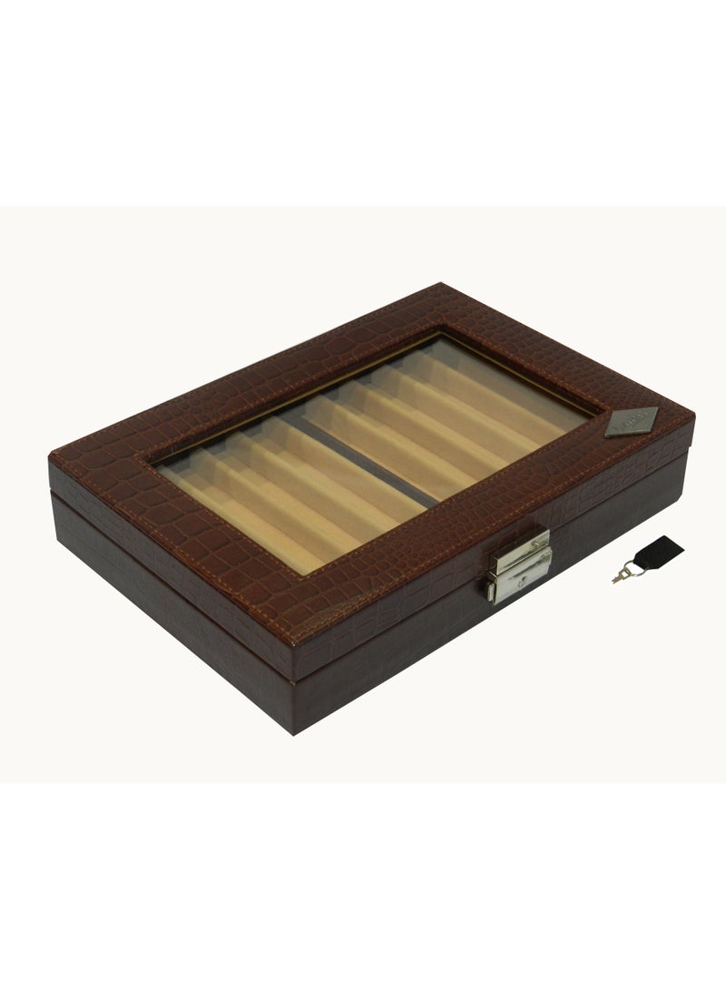 LAVERI LEATHER Laveri 10 Piece Genuine Leather Pen  Case Storage and Fountain Pen , Chain, Braslets Organizer Box with Key Lock - Image 5