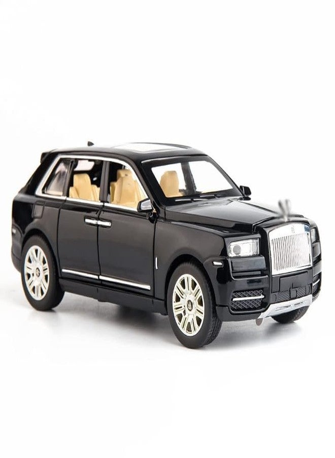 AHBHT Kids Model 1:24 RR Cullinan Die Cast Metal Car Pull Back Action Opening Doors with Realistic Engine Sound Lights Toy Car Gift for Boys - Black - Image 1