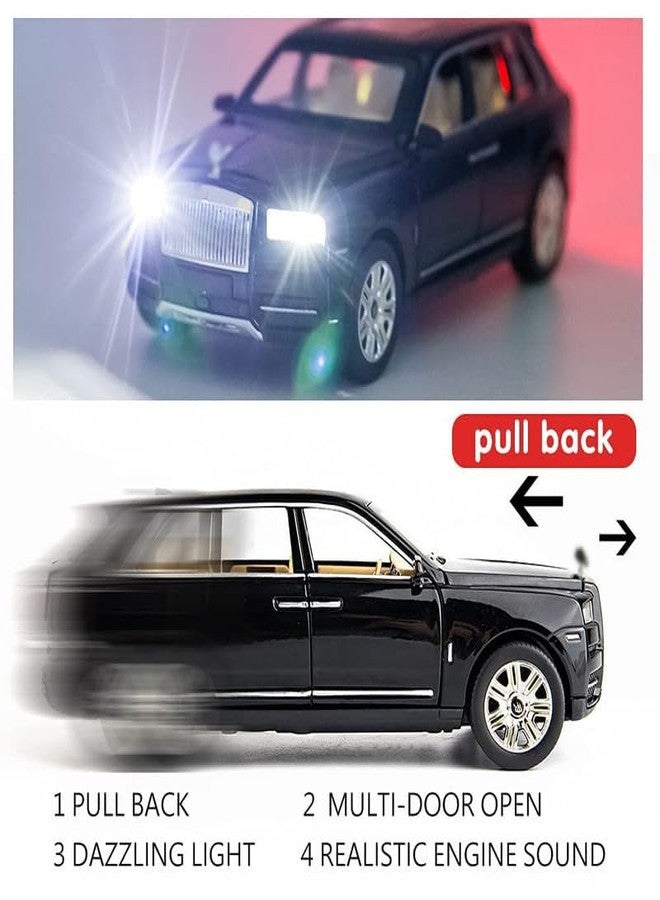 AHBHT Kids Model 1:24 RR Cullinan Die Cast Metal Car Pull Back Action Opening Doors with Realistic Engine Sound Lights Toy Car Gift for Boys - Black - Image 3
