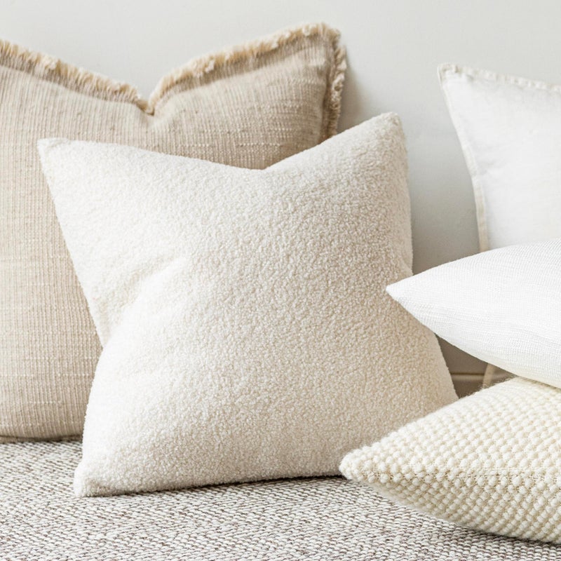 Foindtower Foindtower Pack of 2  Curly Faux Fur Decorative Throw Pillow Covers Soft Neutral Plush Cushion Case with Zipper Cozy Modern Pillowcase for Home Living Room Couch Bed Sofa 20 x 20 Inch  Cream White  - Image 4