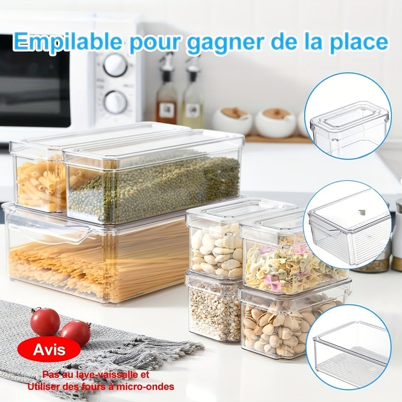 Thelife 28/14pcs Refrigerator Organizer, (14/7 Containers And 14/7 Lids) Perfect for RV Kitchen Food Storage And Organization, Dishwasher Safe, Black, RV Refrigerator Parts! - Image 3