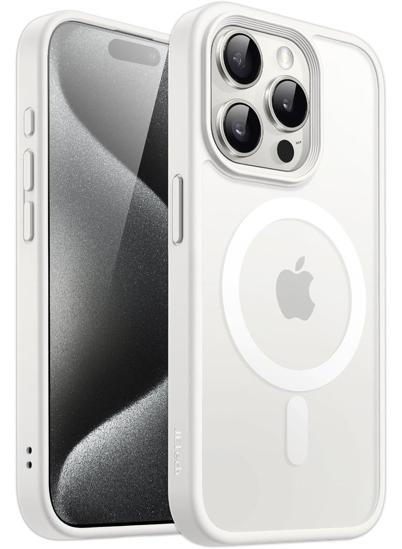 Magnetic Case for iPhone 15 Pro 6.1-Inch Compatible with MagSafe, Translucent Matte Back Slim Shockproof Phone Cover (White) - Image 1
