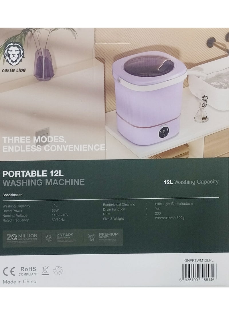 GreenLion - GreenLion Portable Mini Washing Machine 12L (Purple) - Image 1