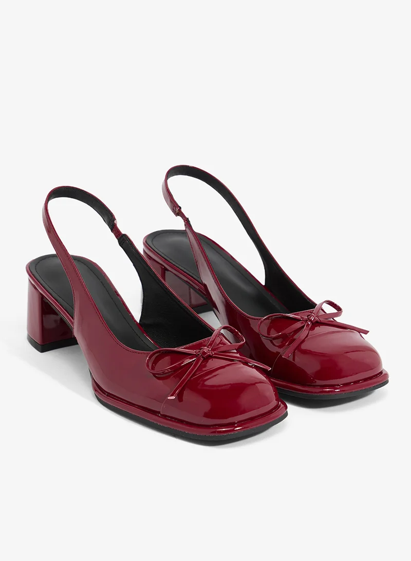 ELLA Burgandy Ballet Mid Block Heel Sling Back for Women | Best Price UAE