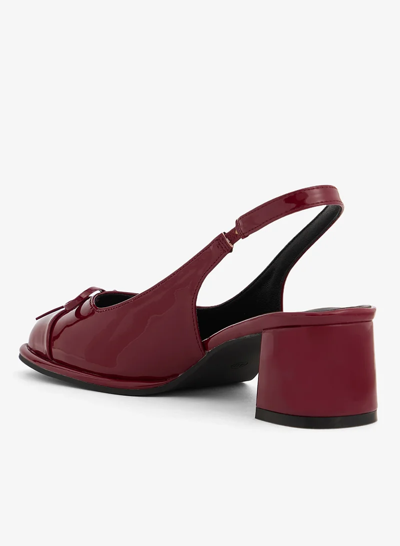 ELLA Burgandy Ballet Mid Block Heel Sling Back for Women | Best Price UAE