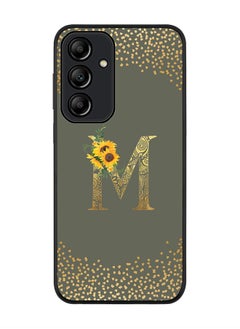 Rugged Black Edge Case for Samsung Galaxy A55 Case Cover- Custom Monogram Initial Letter Mandala Floral Pattern Alphabet - M(Olive Green)