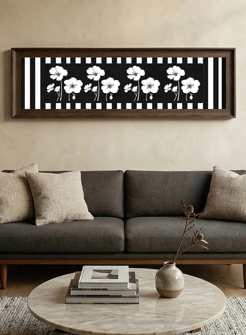 Lowha Canvas Wall Art Stretched Over Wooden Frame with Vintage Brown Floating Frame and Flowers Design