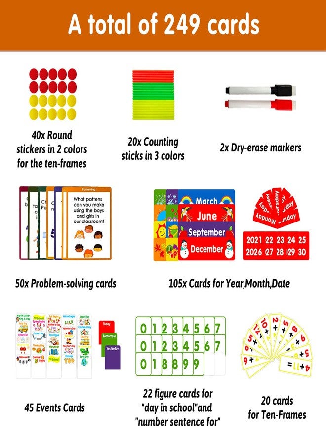 BOHEMIABY Circle Time Learning Center Classroom Pocket Chart Preschool, Educational Pocket Chart Teaching Materials, Learning Calendar Weather Counting Letter Color Shape (Math Classroom Pocket Chart) - Image 4