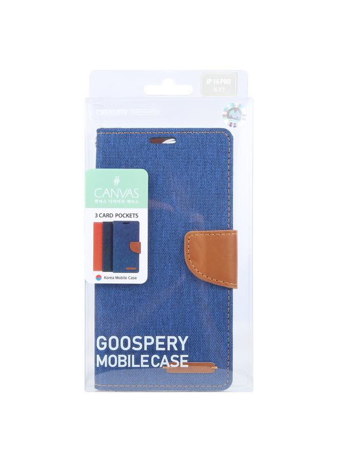GOOSPERY Case For iPhone 16 Pro CANVAS DIARY Fabric Texture Flip Leather Phone Case  - Image 4