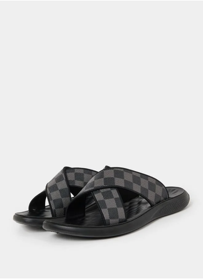 ستايلي Checked Cross Strap Luxurious Slides