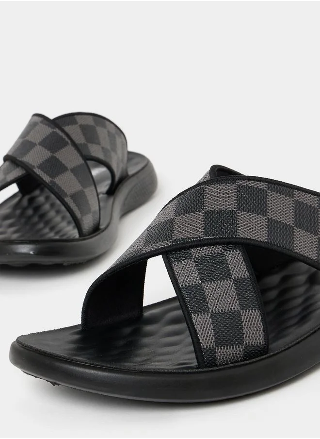 ستايلي Checked Cross Strap Luxurious Slides